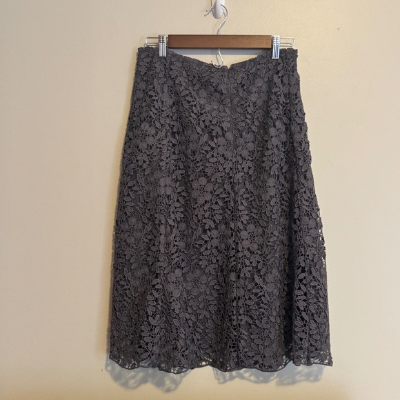 Garnet Hill Gray Lace Midi Skirt Women's 6 Whimsigoth Fairy Grunge Indie Lacey - Picture 2 of 3